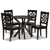 Baxton Studio Miela Modern and Contemporary Dark Brown Finished Wood 5-Piece Dining Set